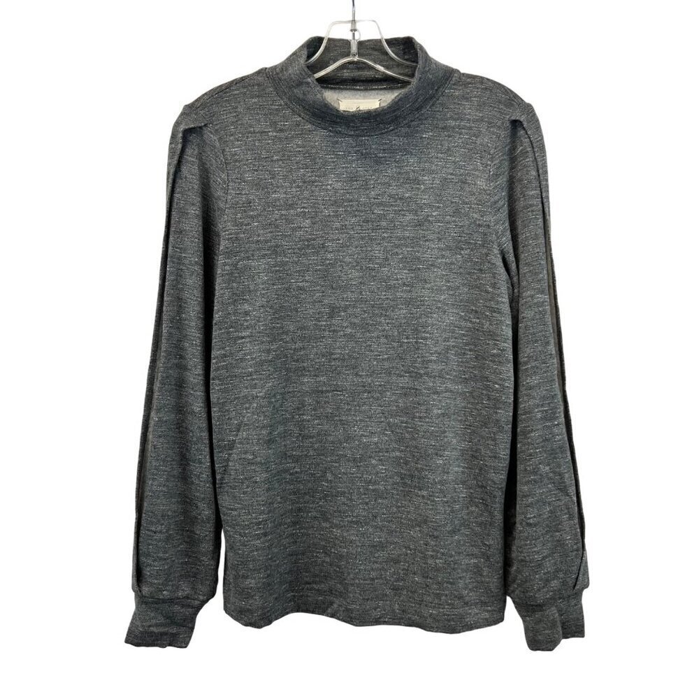 Lou & Grey Womens Mock Neck Split Sleeve Pullover Top Gray XXS